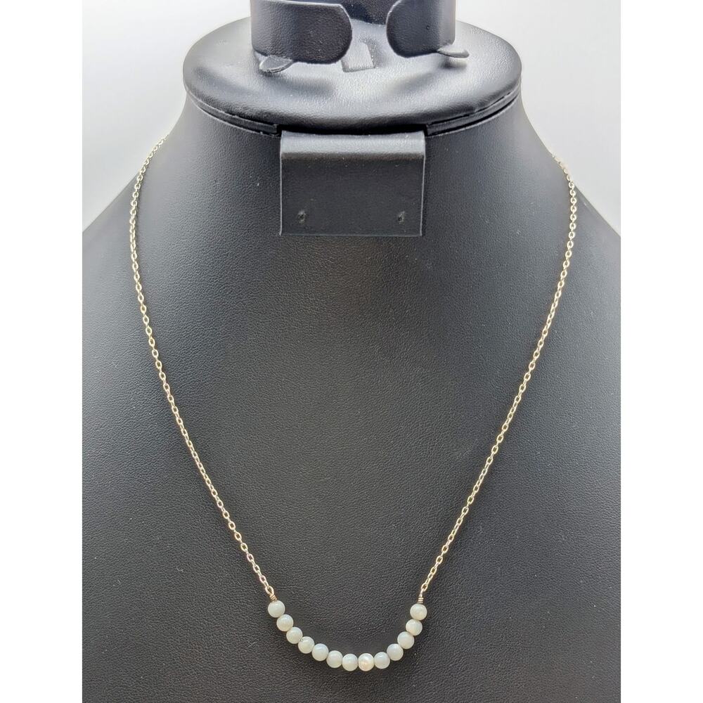 925 Sterling Silver Mother of Pearl Bead Chain 16"-19" Necklace